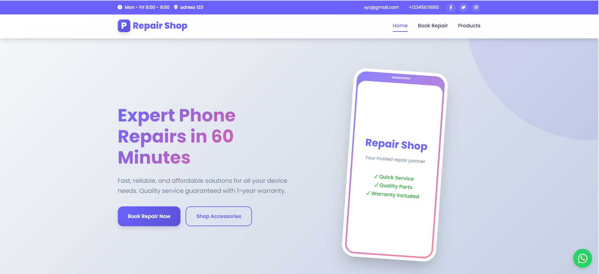 Professional Phone Repair Shop Website – Online Repair Booking & Mobile Accessories Store